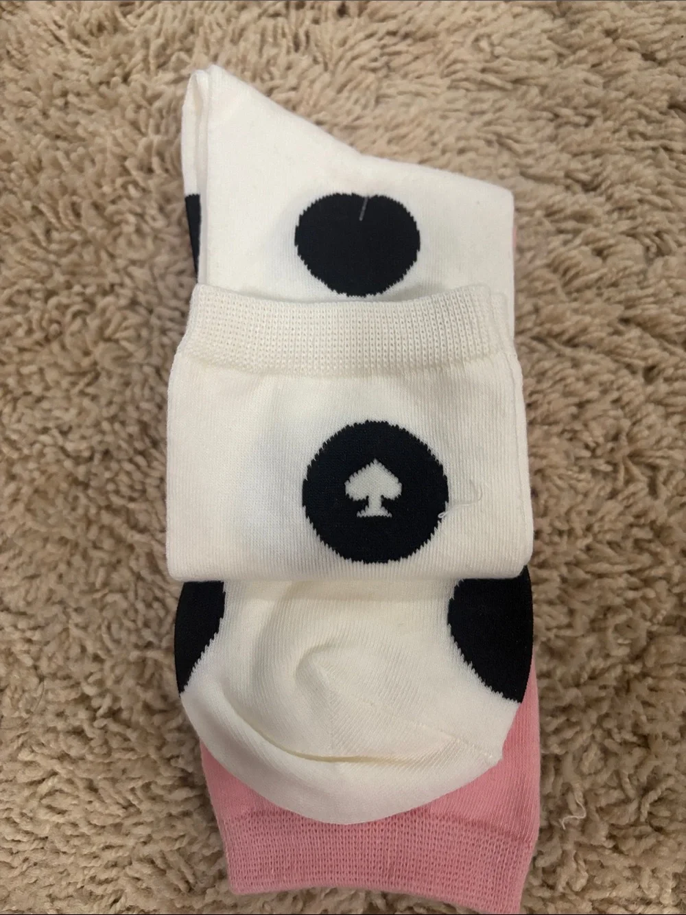 kate spade ♠️ Cute Crew Set of 3 Socks in pink/white/black/striped combo ♠️